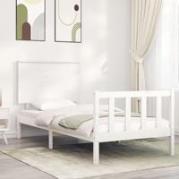 Bedframe zonder matras massief grenenhout wit 90x200 cm - thumbnail