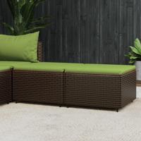 Voetensteunen poly rattan 2 stuks met kussens bruin - thumbnail