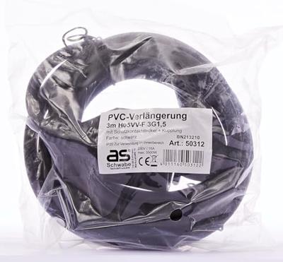AS Schwabe 50312 Stroom Verlengkabel Zwart 3.00 m H05VV-F 3G 1,5 mm²