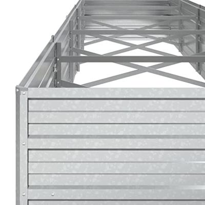 Plantenbak verhoogd 400x80x45 cm gegalvaniseerd staal zilver - thumbnail