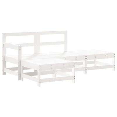 4-delige Loungeset massief grenenhout wit