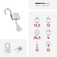 Abus hangslot titalium 64ti/25 grijs - 25mm - thumbnail