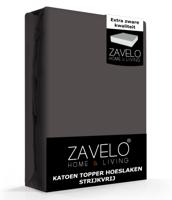 Zavelo Katoen Topper Hoeslaken Strijkvrij Grijs-1-persoons (90x200 cm) - thumbnail