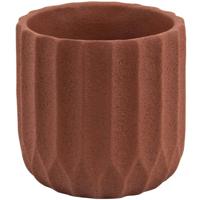 Present Time Bloempot Stripes 18 Cm Keramiek Bruin - thumbnail