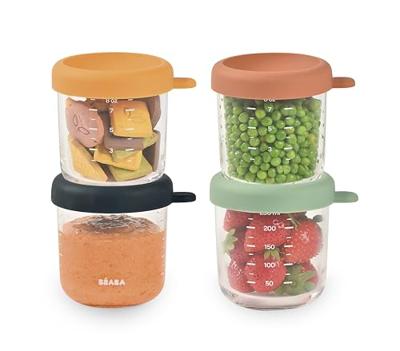 Set van 4 glazen maaltijdporties - BEABA - Sunrise Colour mix - 250 ml