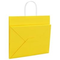 VidaXL Papieren zakken 50 st met hengsels 32x22x28 cm geel - thumbnail