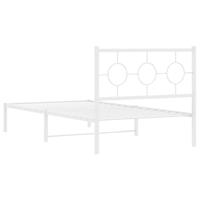Bedframe met hoofdbord metaal wit 100x190 cm - thumbnail