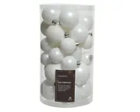 30 Kerstballen plastic glans-mat-glitter assorted winterwit KSD - Ksd - thumbnail