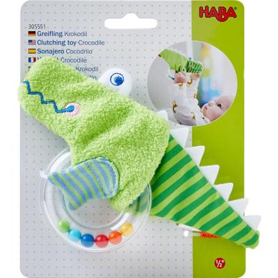 Haba rammelaar Krokodil 18 cm polyester groen 2 delig Haba rammelaar Krokodil 18 cm polyester groen 2 delig