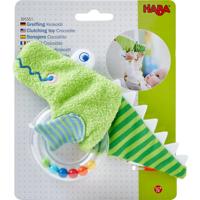 Haba rammelaar Krokodil 18 cm polyester groen 2 delig - thumbnail