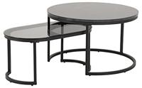 Bendt Salontafel 'Flemming' Set van 2 stuks, Marmerlook en glas, kleur zwart - thumbnail