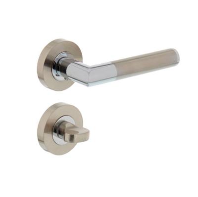 Intersteel Deurkruk Bastian op rozet met toilet-/badkamersluiting - chroom/nikkel mat Intersteel Deurkruk Bastian op rozet met toilet-/badkamersluiting - chroom/nikkel mat