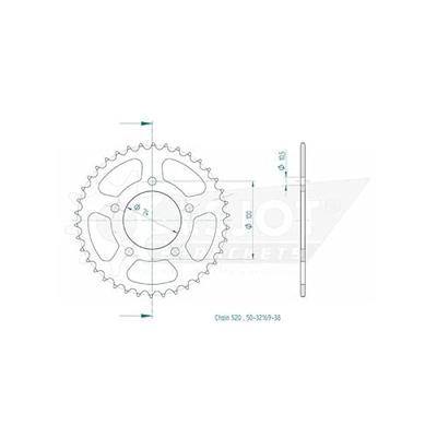 ESJOT Chain wheel 520 38 steel black