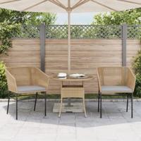 Tuinstoelen 2 st met kussens poly rattan bruin - thumbnail