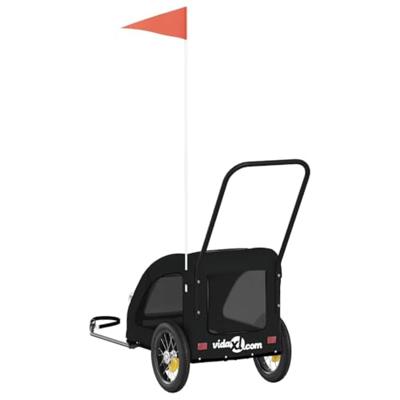 Hondenfietstrailer oxford stof en ijzer zwart - thumbnail