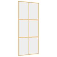 Schuifdeur 90x205 cm helder ESG-glas en aluminium goudkleurig - thumbnail
