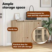 LED Sideboard Sonoma Eiken 90 x 32 x 75 cm Bewerkt hout - thumbnail