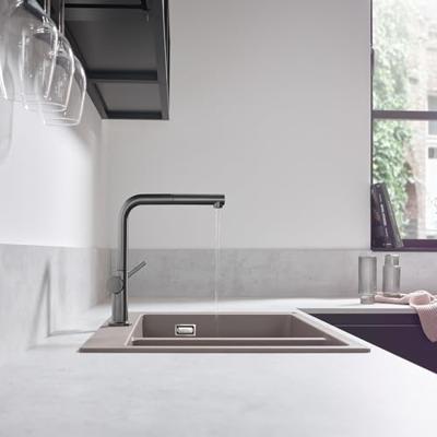 Hansgrohe Talis M54 ééngreeps keukenmengkraan 270 met uittrekbare uitloop en sBox, Brushed Black Chrome