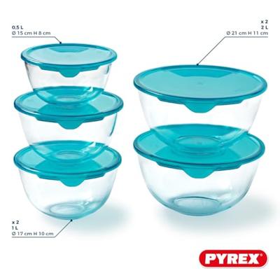 Set Lunchboxen Pyrex Transparant Turkoois 5 Onderdelen