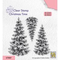 Nellie's Choice • christmas time clear stempels 3 snowy fir trees - thumbnail