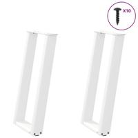 Console tafelpoten 2 st U-vormig 28x(72-73) cm staal wit - thumbnail