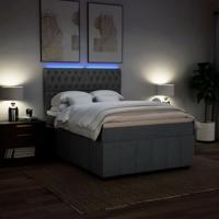 Boxspring met matras stof donkergrijs 140x200 cm - thumbnail
