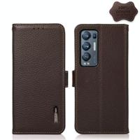 VOOR OPPO VIND X3 NEO / RENO5 PRO + 5G KHAZNEH Side-Magnetic Litchi Echt leer RFID Case (Brown) - thumbnail