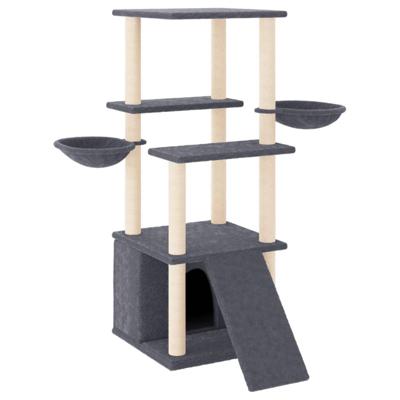 VidaXL Kattenmeubel met sisal krabpalen 133 cm donkergrijs