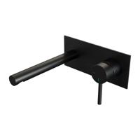 Brauer Black Edition Wastafelmengkraan inbouw - rechte uitloop links - hendel lang smal - afdekplaat - model A 1 - mat zwart 5-S-004-S2 - thumbnail