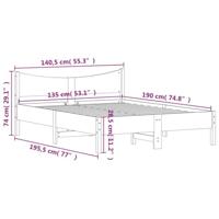 Bedframe massief grenenhout wasbruin 135x190 cm - thumbnail