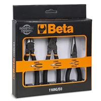 Beta 1169G/D3 Tangenset bestaande uit een combinatietang | een lange punttang en een zijkniptang. Handgreep voorzien van dubbele antislip PVC laag | - thumbnail