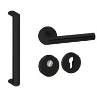 Hardbrass Roestvrijstalen Voordeurset Rond Zwart Moskou 350 SKG3 - thumbnail