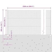 VidaXL Hek met paal zilver 1,5 x 25 m staal - thumbnail