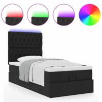 Ottoman bed met matras en LED's 100x200cm stof zwart - thumbnail