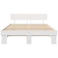 Bedframe met hoofdeinde Wit 150 x 200 cm Massief grenenhout - thumbnail