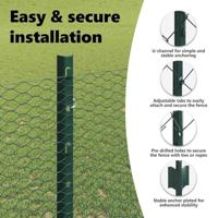 VidaXL Hek met paal groen 1,2 x 10 m staal en pvc - thumbnail