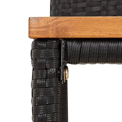 Barkrukken 2 st poly rattan en massief acaciahout zwart - thumbnail