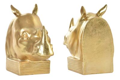 Bokstöd DKD Home Decor Neushoorn Gouden Hars Koloniaal 15 x 7,5 x 14,5 cm