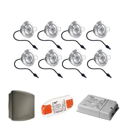 Complete set 8x3W dimbare veranda LED inbouwspots Lavanto 3W IP44 met Somfy RTS ontvanger