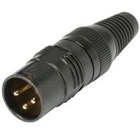 Hicon HI-X3CM-G XLR-connector Stekker, recht Aantal polen: 3 Zwart 1 stuk(s) - thumbnail