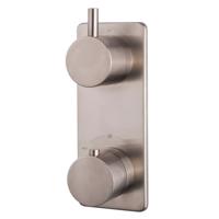 Caral inbouw 2-wegs douchethermostaat rond geborsteld staal - thumbnail