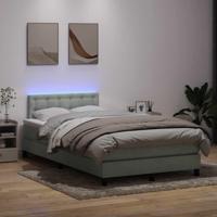 Boxspring met matras en LED fluweel lichtgrijs 120x210 cm - thumbnail