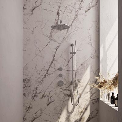 Brauer Chrome Carving Thermostatische Regendoucheset Inbouw - Hoofddouche 30 cm - Rechte Wandarm - Handdouche Staaf - Doucheslang - Geintegreerde Glijstang - Chroom