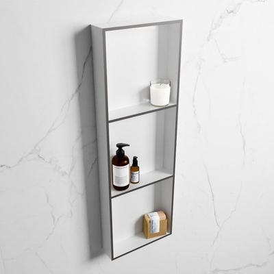 MONDIAZ EASY Nis 89,5x29,5cm in solid surface kleur DarkGrey | Talc. 3 vakken geschikt voor in- of opbouw