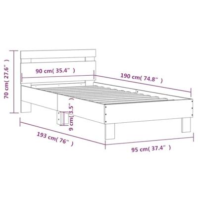 Bedframe met hoofdbord en LED-verlichting betongrijs 90x190 cm Bedframe met hoofdbord en LED-verlichting betongrijs 90x190 cm