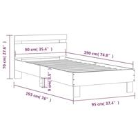Bedframe met hoofdbord en LED-verlichting betongrijs 90x190 cm - thumbnail