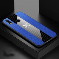 Voor OPPO Realme X lite XINLI stiksels doek Textue schokbestendig TPU beschermhoes (blauw) - thumbnail