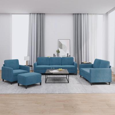 4-delige Loungeset fluweel blauw
