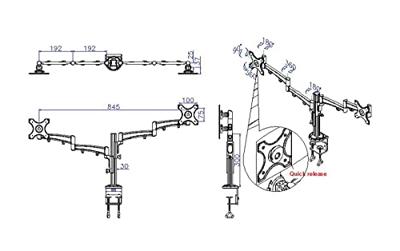 VALUE LCD dubbelarmige tafelsteun, 4 scharnieren, afzonderlijk in hoogte verstelbaar VALUE LCD dubbelarmige tafelsteun, 4 scharnieren, afzonderlijk in hoogte verstelbaar