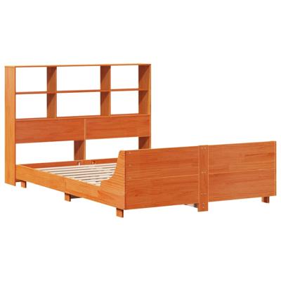 Bedframe zonder matras massief grenenhout wasbruin 135x190 cm